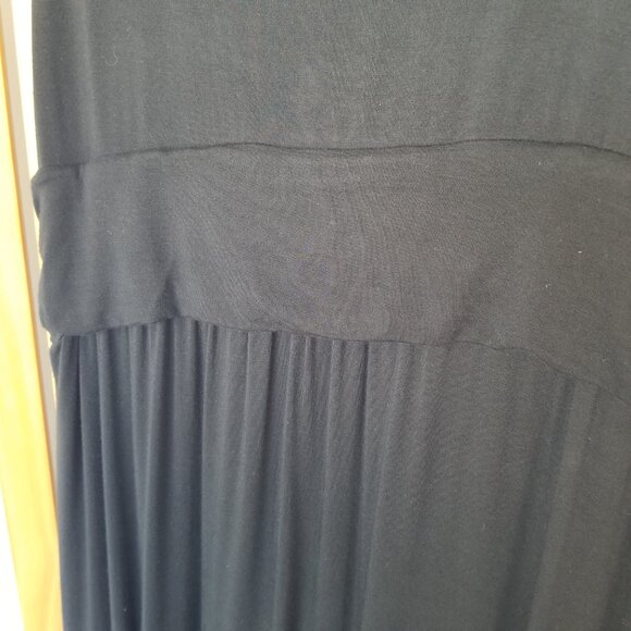 Soma Black Maxi Dress Size XL Stretch Knit Embroidered Hem High Waist - Picture 9 of 9